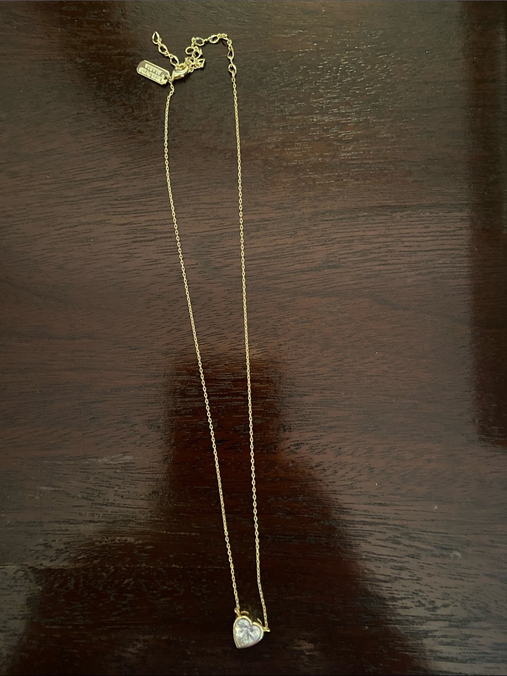 Melinda Maria Gold Heart Pendant Necklace with Clear Crystal